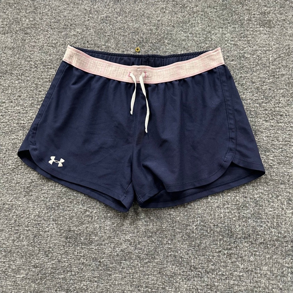 Under Armour Shorts Womens Size S Navy Blue Pink Elastic Waist Athletic Running